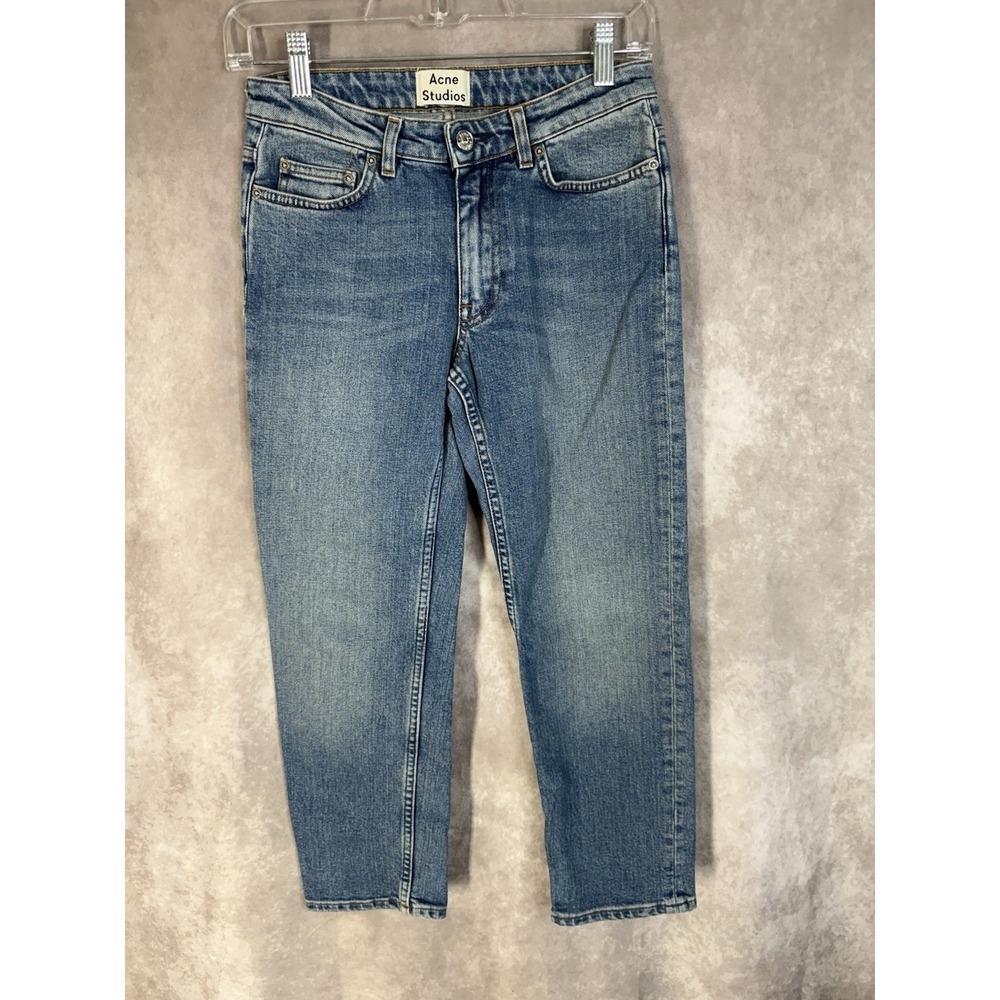 Acne Studios Row Cropped Capri Denim Jeans In Clean Light Vintage Women's Sz 23